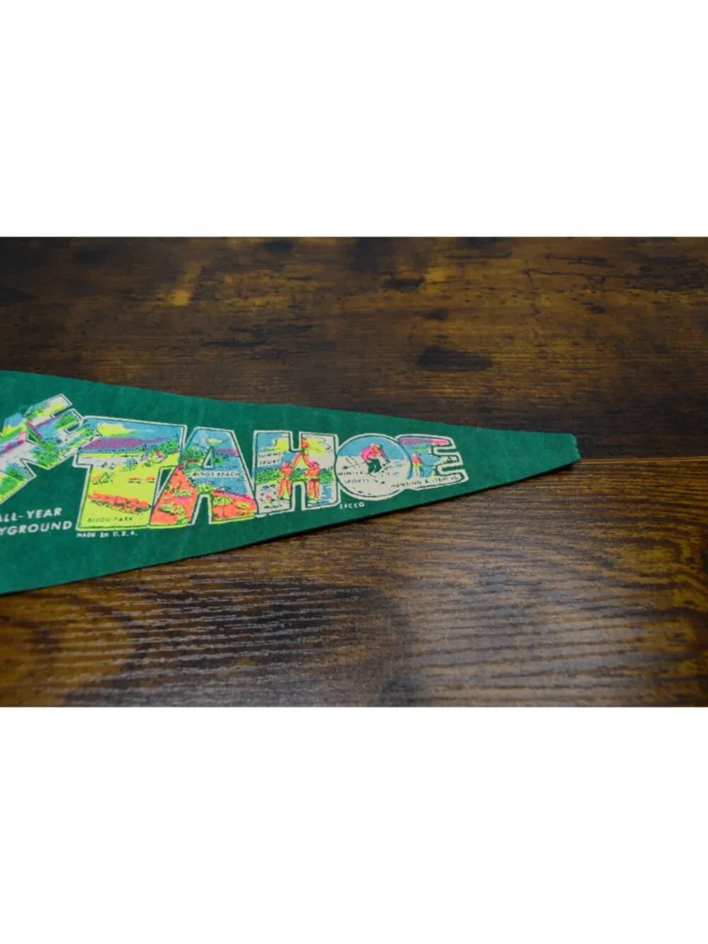 Vintage Lake Tahoe Pennant Flag With Colorful Graphics 12 inches
